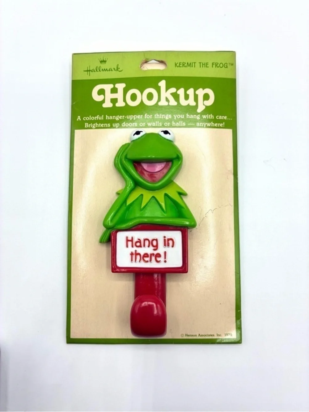Rare Vintage Hallmark Hookup Kermit Frog Hang In There Wall Hook Carded 1979